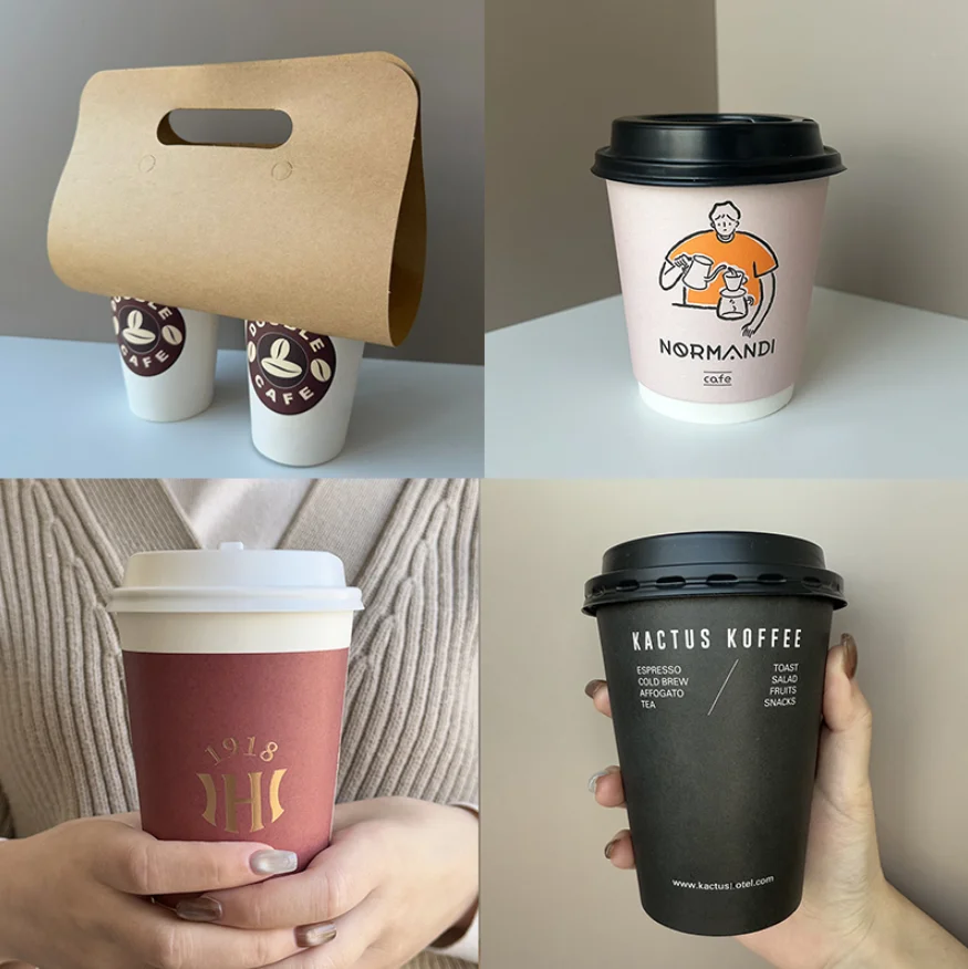 High Quality Paper Coffee Cups With Lids and Sleeve Cheap Pink Paper Cups  Disposable Recycle Paper Cups Cold