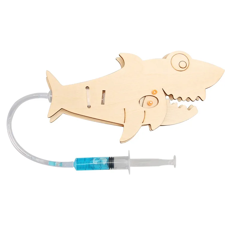 Science Experiment Material Package Hydraulic Shark Model Wooden Toys STEM Education Physics Teaching Aids for Primary School