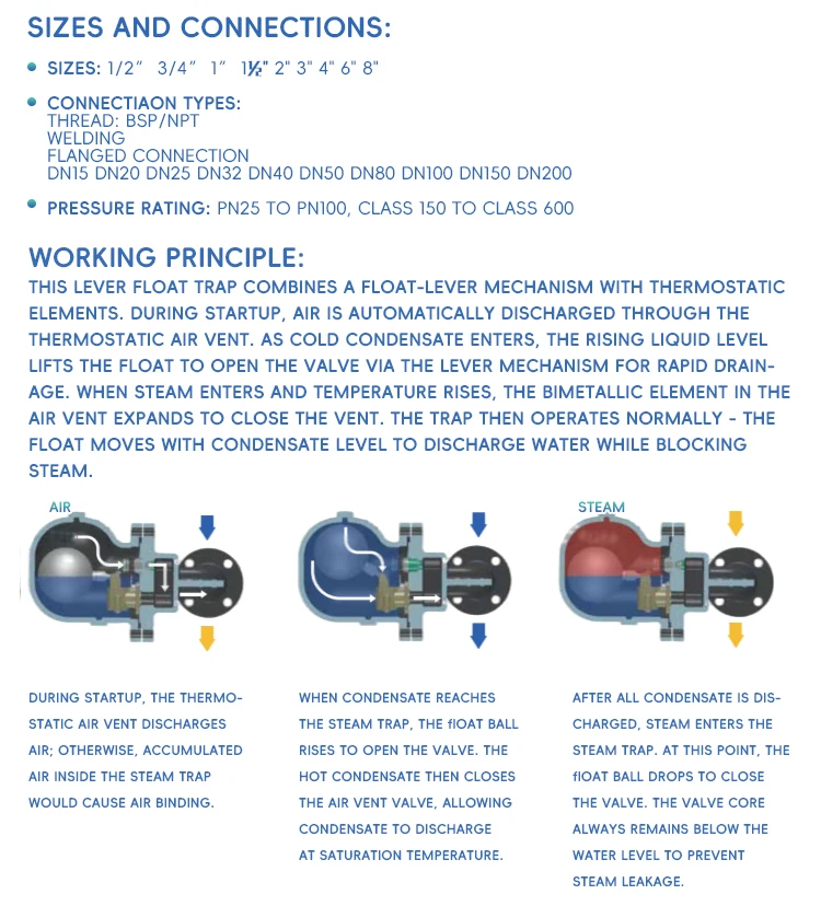 Wholesale Leak-Proof Steam Trap Valve Large Displacement Compact Structure Float Ball Steam Trap supplier