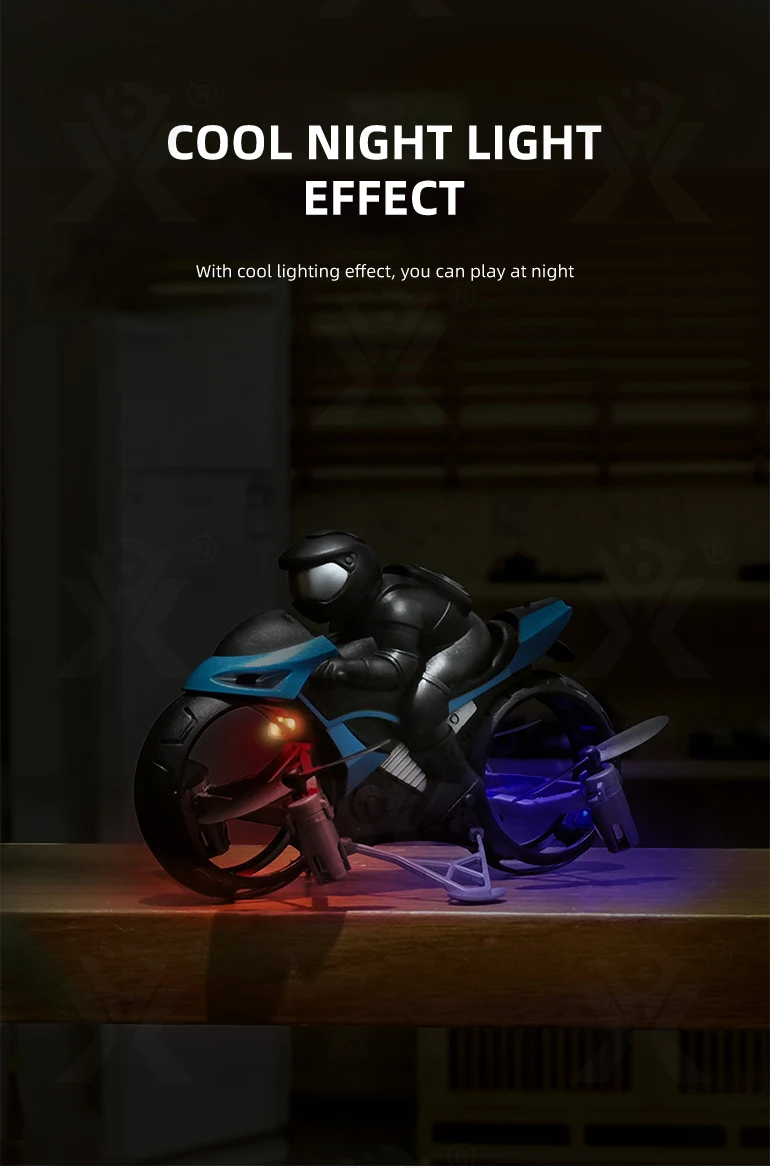 High Speed 2in1 Radio Control 2.4g Flying Mini Light Rc Stunt Motorcycle Drone