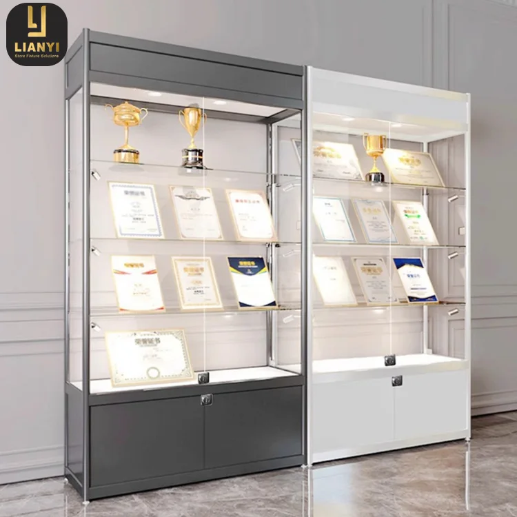 Factory Bulk Custom Trophy Showcase Wholesale Aluminium Frame Cabinet and Glass Showcase Display