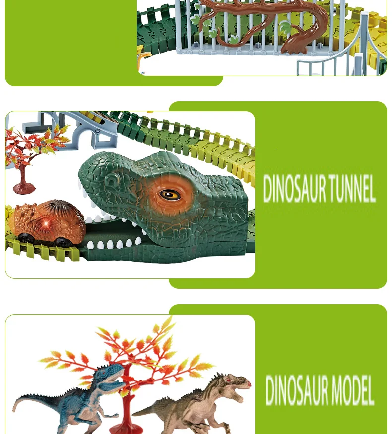 Electric Dinosaur Racing Track Car 240 Pcs Dinosaur Toy Sets Children's