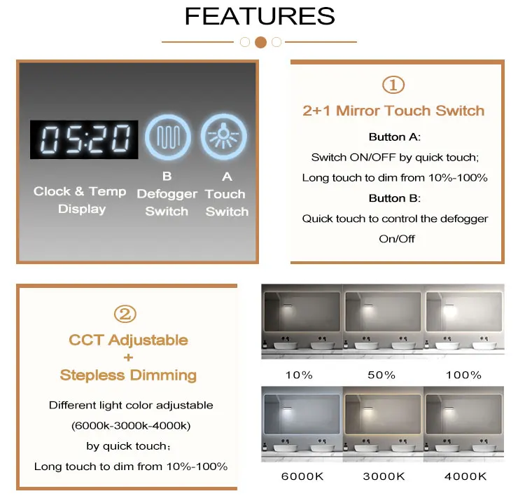 Double Touch Button Sensor Capacitive Touch Switch 5A Touch Sensor Light Switch With Digit Clock and Temperature Display