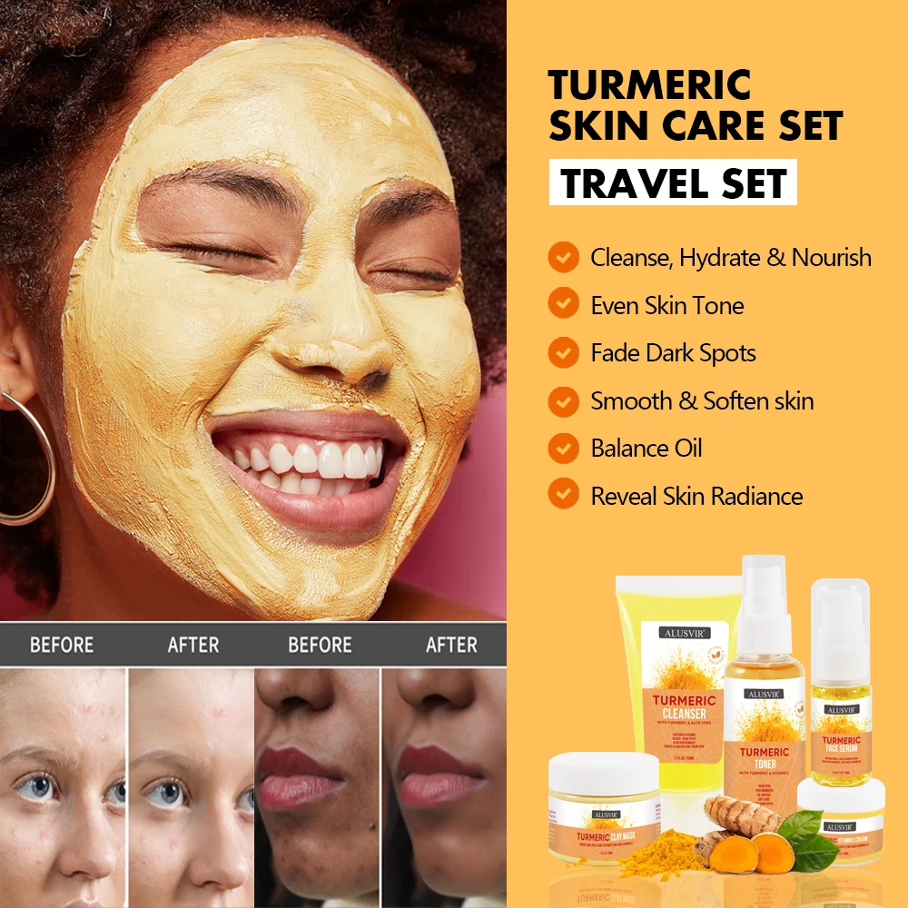 Travel Turmeric Skin Care Sets Korean Skincare Beauty Product Dark ...