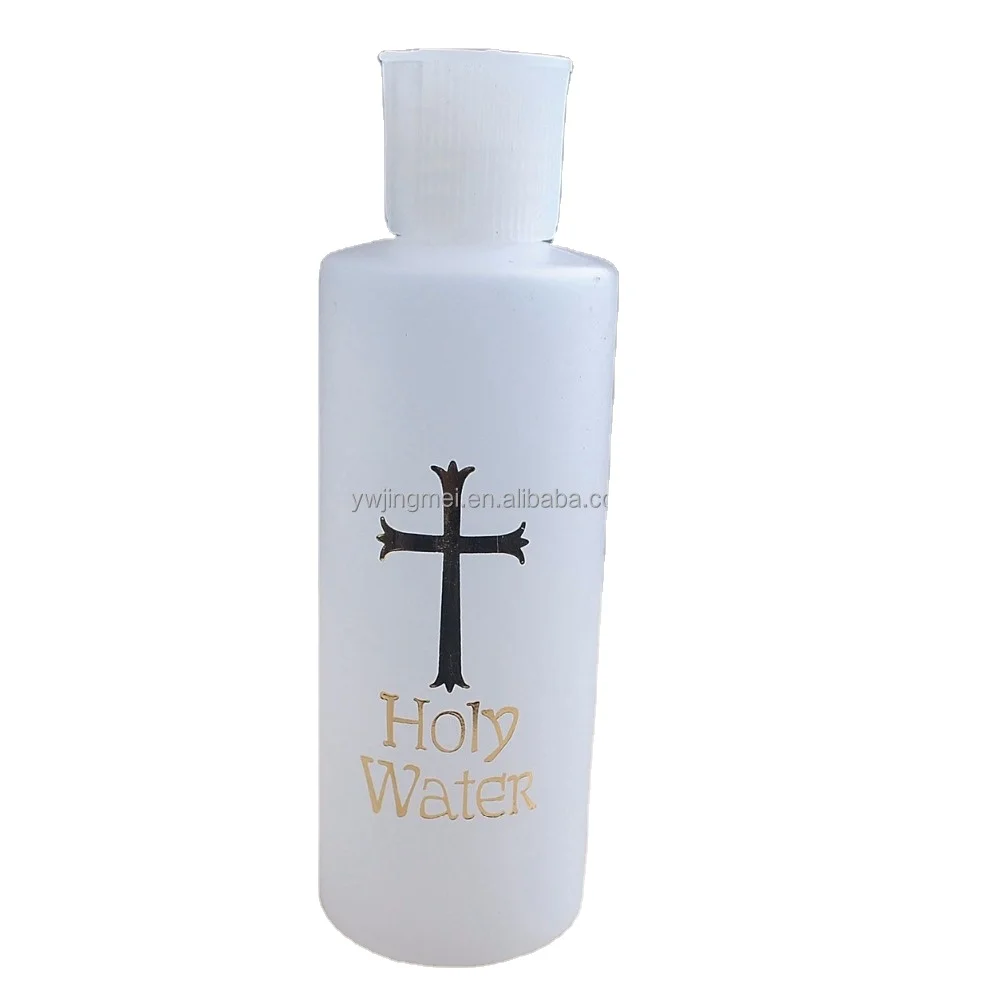 150ML Plastic Holy Water Bottle with Hot Gold Printed with Spout Cap