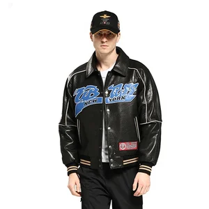 Hip Hop Fashion Waxed Leather Jacket for Men  Cowskin