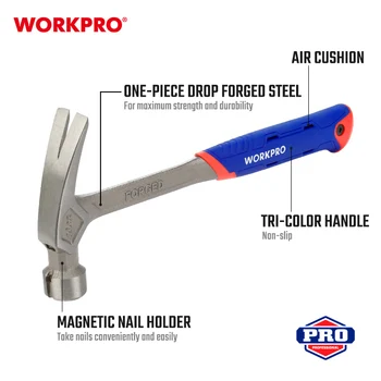 MARTELLO ARTIGLIO 16 Oz Manico In Acciaio Curvo Rimozione Unghie Albero - Foto 4