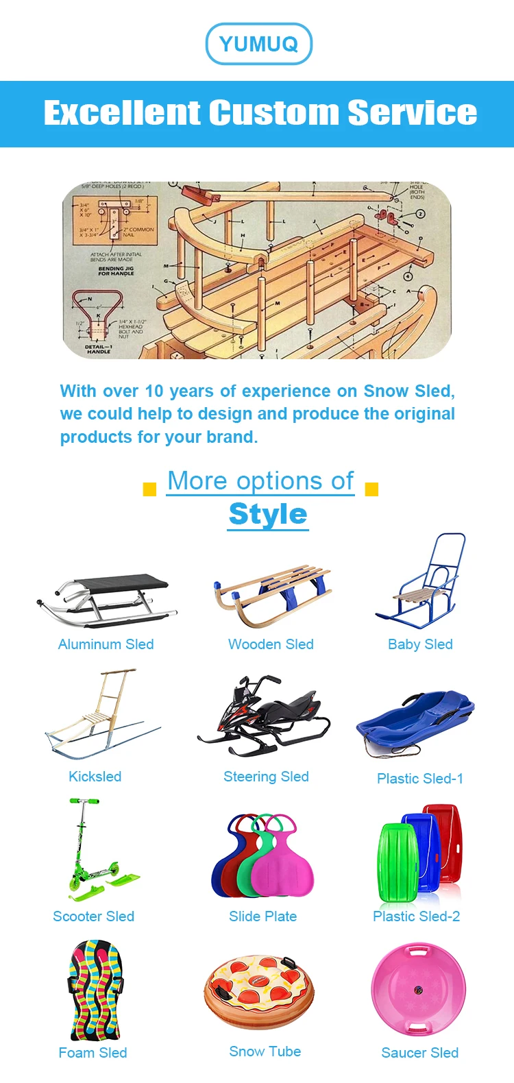 Yumuq Winter Sports Permanent Snow Sledding,Durable Colorful Snow Sled