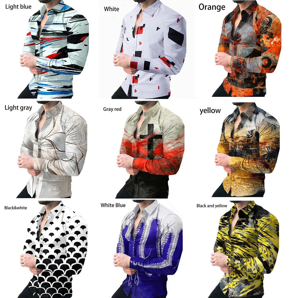 Custom wholesale Lapel single breasted Hawaii long sleeve plus size beach shirt top man flower shirt 3d print t shirt654_voghion.com
