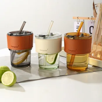 New Design Portable Glass Tumbler for Drinks-Premium Glass Water Bottle Mug