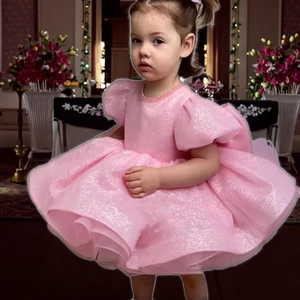 Children's Evening Dress Flower Child Princess Girl Shaggy Gauze Big Wedding Host Piano Costume Clothes for Kids