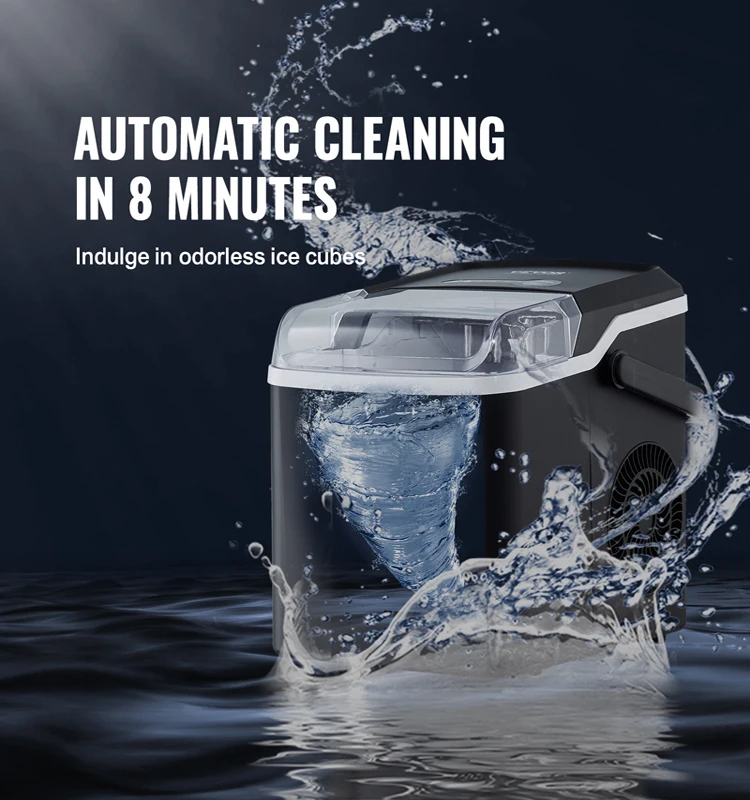 Countertop Ice Maker Self CleaningIce Scoop Basket Ice Machine 2 Sizes Bullet Ice Portable