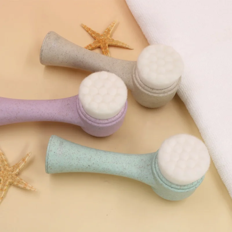 Biodegradable Wheat Straw Handle Manual Face Washing Tool Ecofriendly