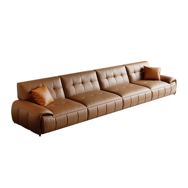 Electric functional sofa Modern simple living room three seats straight row leather sofa bed