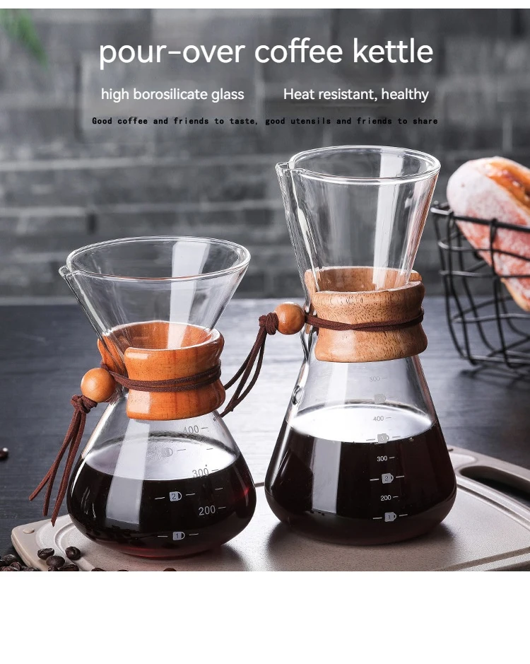 Reusable 400/600/800ml Bpa Free Hot Manual Brewing Clear Dripping