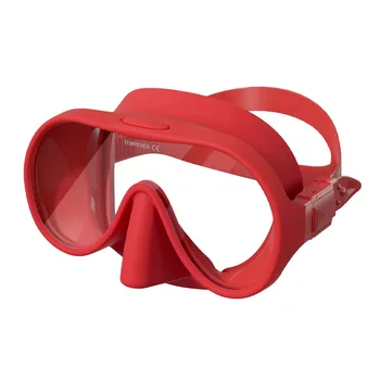 Large frame high definition diving mask anti-scratch single lens liquid silica gel large field-of-view wraparound diving goggles