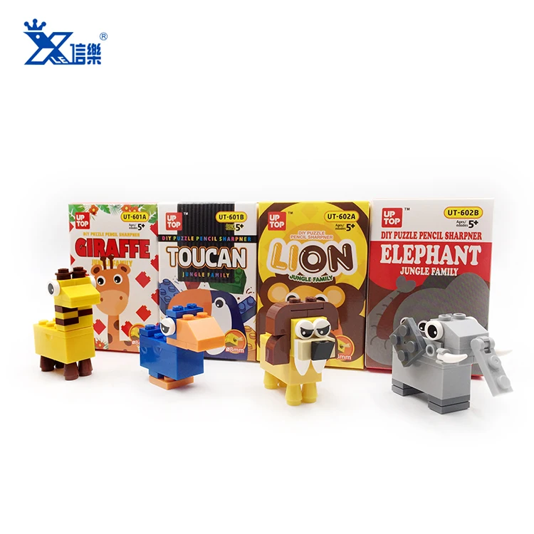 Точилка для карандашей внутри, животные, мини-кубики, набор кирпичей, развивающие строительные блоки, игрушки