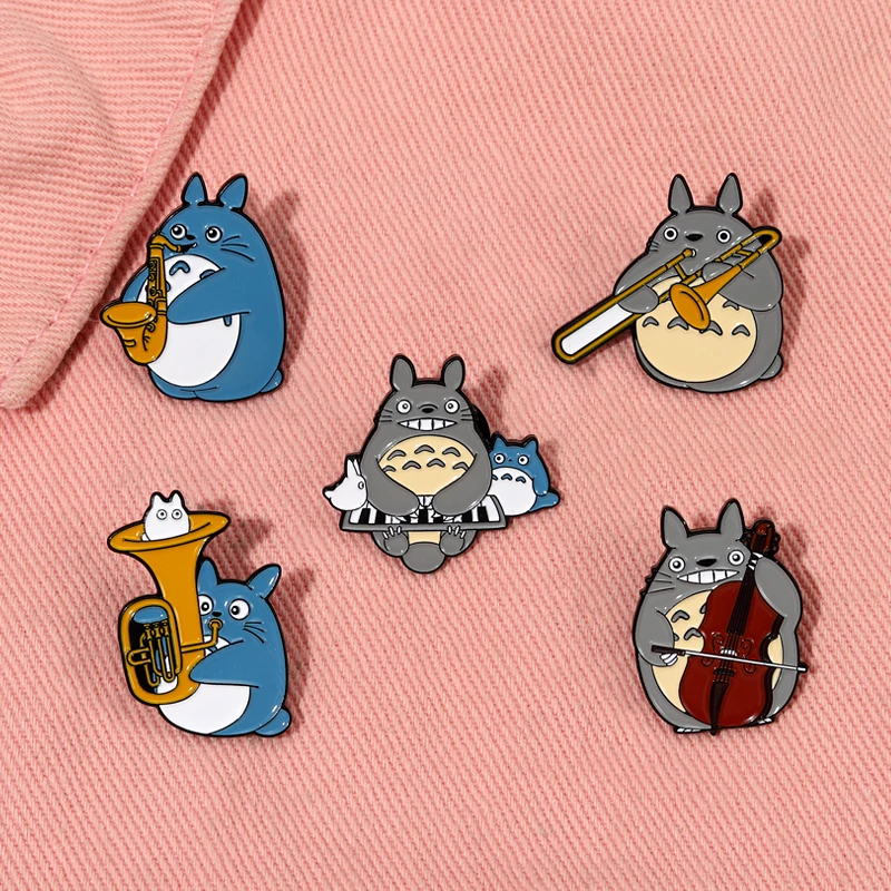 Custom Cartoon Music Instrument Enamel Pins - Saxophone, Cello
