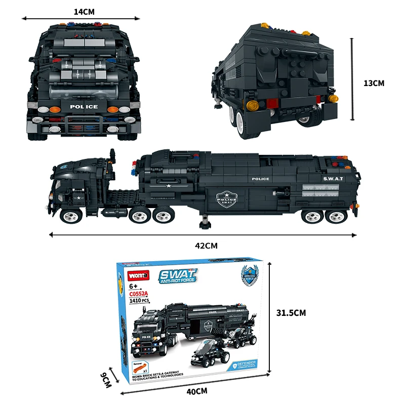 Woma Factory City Car Building Blocks Set Toys for SWAT Corps Anti Riot Force Police (C0552)