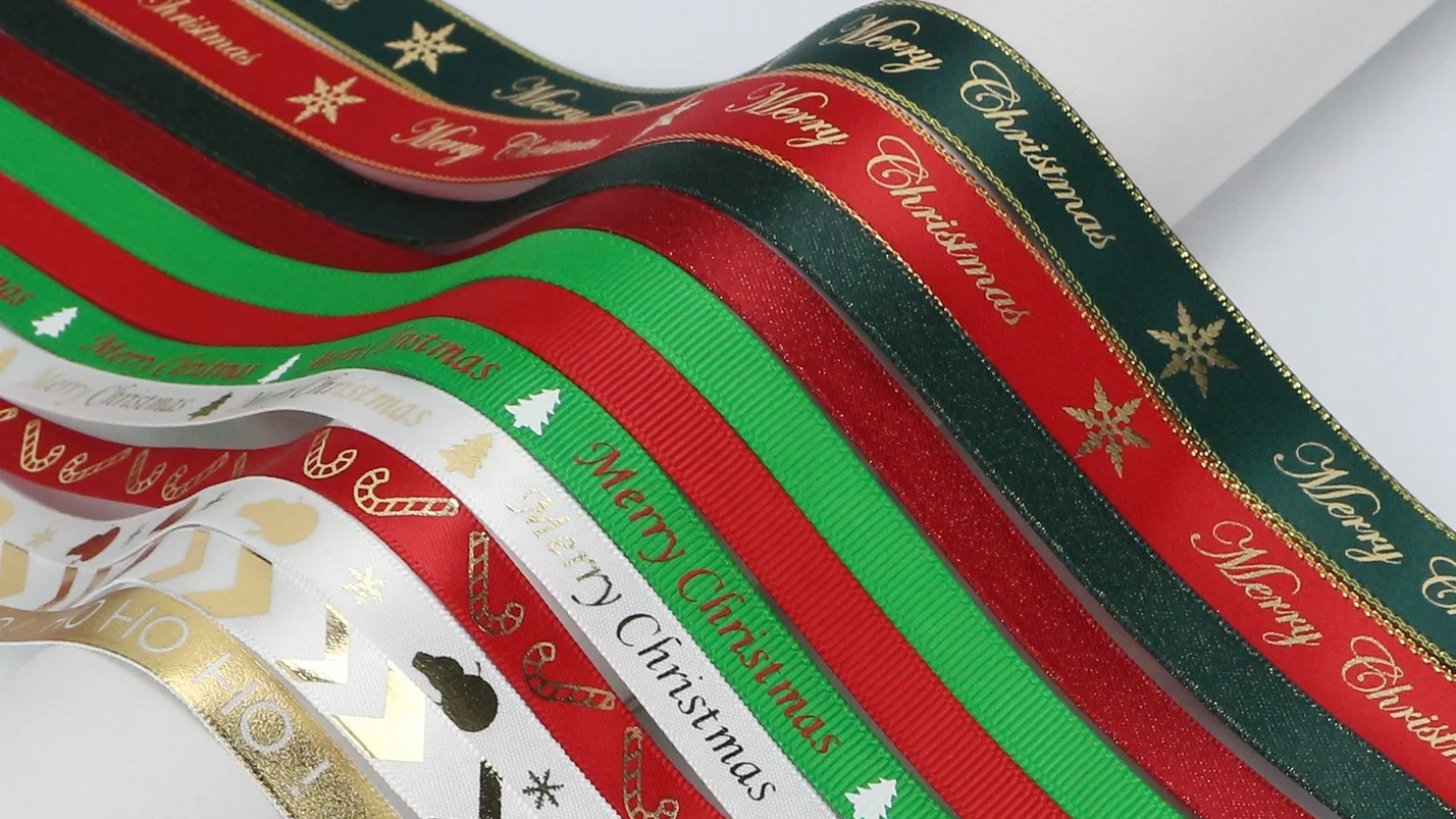 midi personalized gold-metallic edge satin ribbons foil print