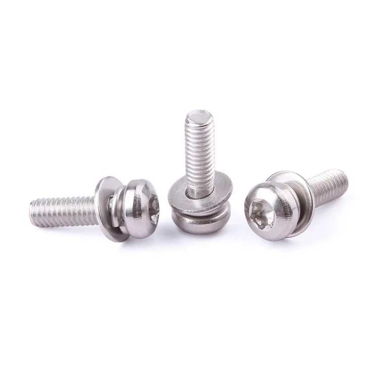 Factory fastener M2-M8 stainless steel pan head flat washer sems screw with sems machine combined screw