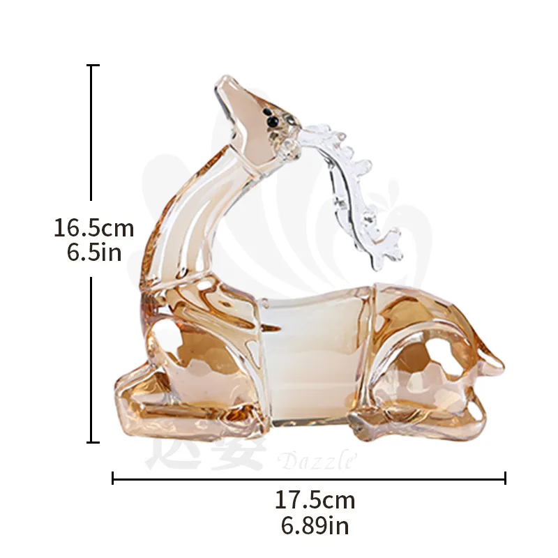 product champagne color crystal glass model deer figurine home decoration glass ornament for living room gift-9