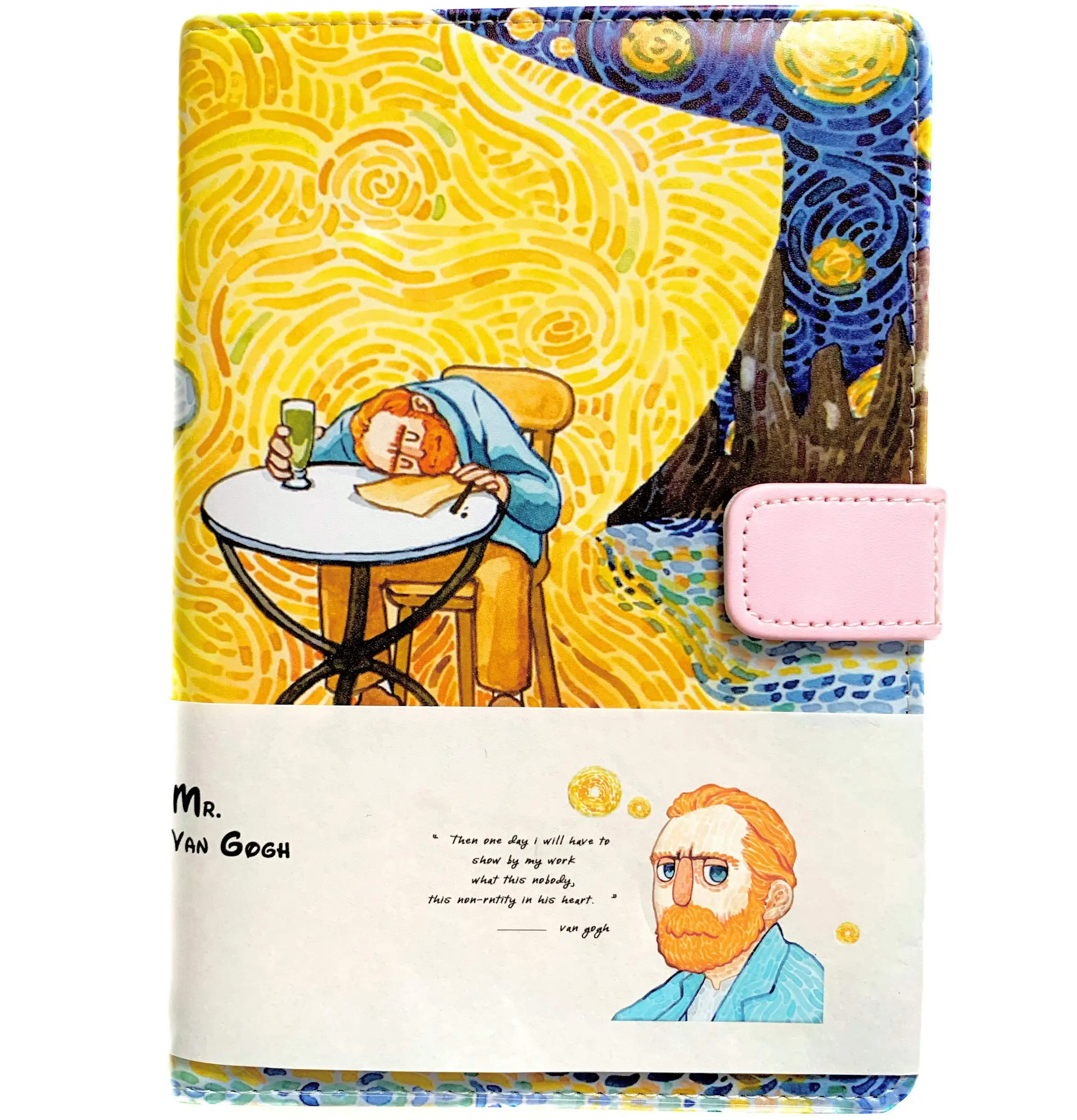 Creative the Starry Night Notepad Vincent Van Gogh Series Book Students Gift Notebook Leather Spiral Binding Paper Printed PVC