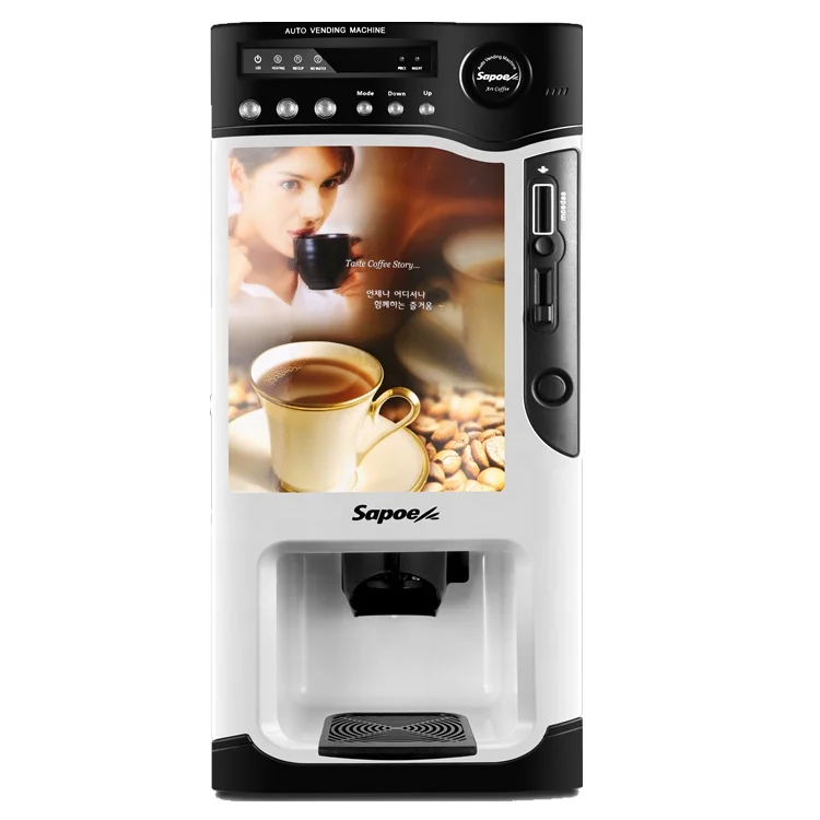 Coin Operated Instant Coffee Maker Hot Beverage Vending