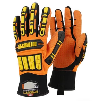 Anti smashing  Eco Friendly Leather Impact-Resistant Gloves oilfield impact gloves Bumper Protection Work gloves
