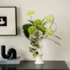 Boule de pin elfe vert-vase en bambou vintage chinois blanc