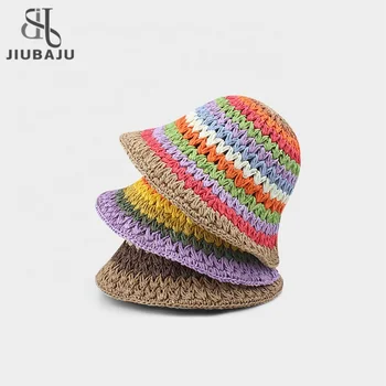 Fashion Rainbow Color Knitted Bucket Hat for Woman 2023 Fall