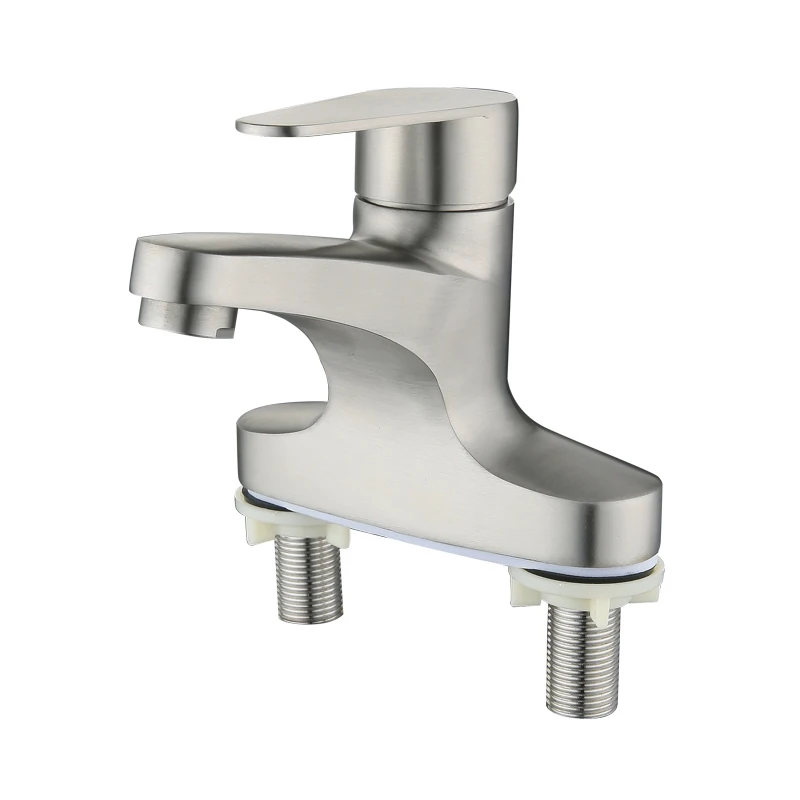 Unique appearance stainless steel 304 double hole deck bathroom basin mixer faucet