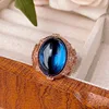 Blue pointed crystal ring