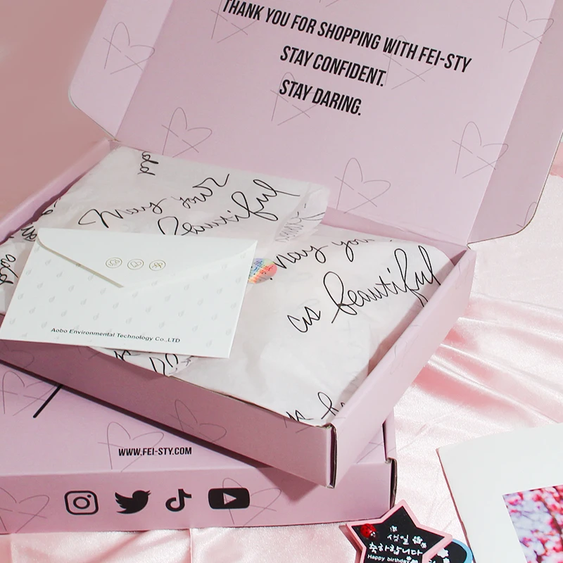 Обычная упаковка почтовых ящиков (бумажная карта + упаковочная бумага + небольшая наклейка), Упаковочная бумажная коробка для отправки логотипа на заказ