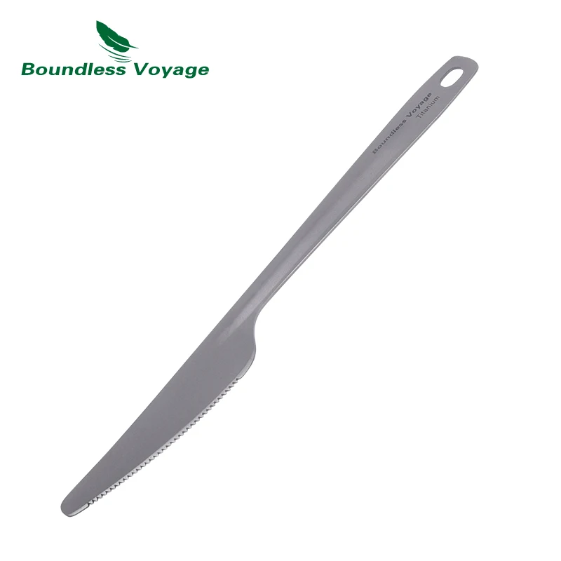 Boundless Voyage High Quality  Titanium  Stackable Camping Pocket  Folding Tableware Knife Fork Spoon Cutlery Set Lightweight