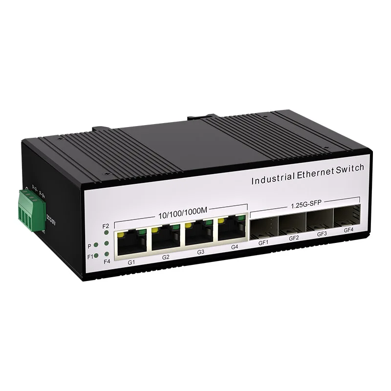 محول وسائط صناعي من نوع Din-rail مغيّر ألياف بصري سعة غيغابت SFP إلى 10/100/1000Mbps RJ45 إيثيرنت يدعم POE