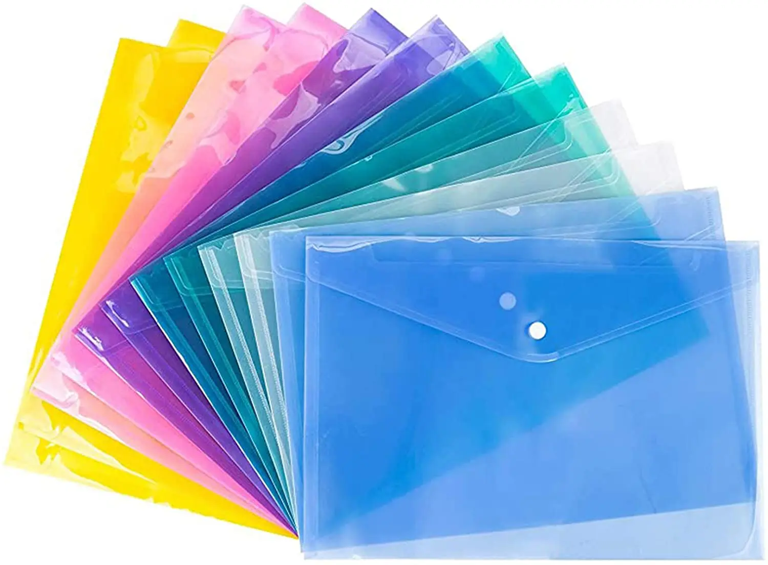 Sobres De Plastico A4 Carpeta Fundas Plastico A4 24 Fundas Para Carpetas A4  De Plástico - 6 Colores Transparentes Con Cierre De Botón, 11 Agujeros Y  Bolsillo Para Etiqueta Carpeta Clasificadora Carpeta Sobre A4, image size:1500x1103