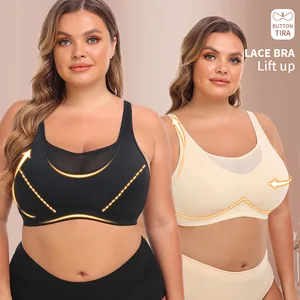 Soutien Gorge Grande Taille Plus Size Black Bras Push up Supportive Anti Sagging Breathable Elastic Ladies Sports Big Size Bras