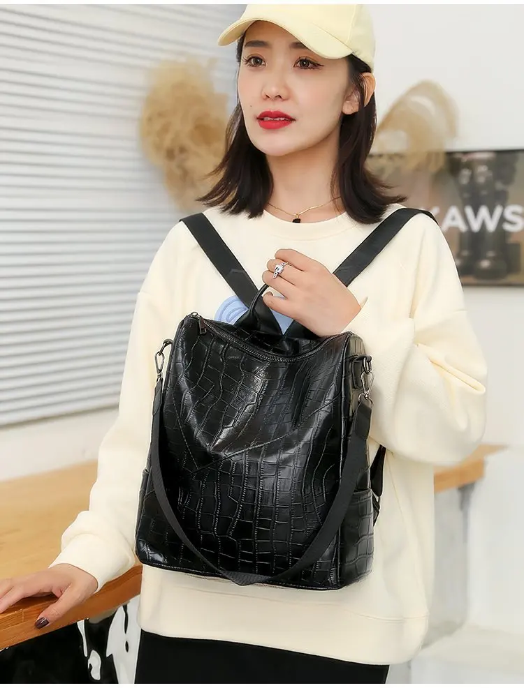 High Quality Large Capacity Crocodile Pattern Shoulder Women's