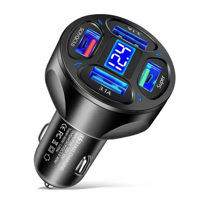 Hot Sale Car Charger With Led Lamp Fast Charging 66w Pd Type C Car Usb