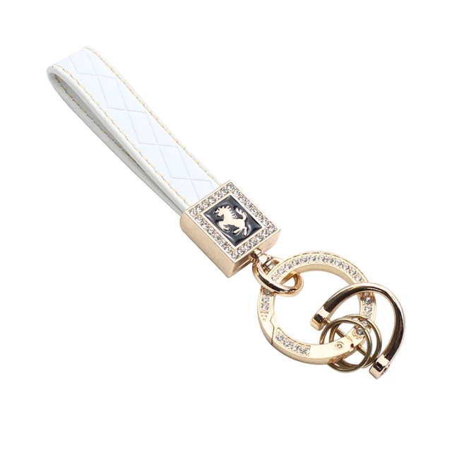 Leather Wristlet Keychain, Car Keys Keychain Bracelet Keychain with diamond