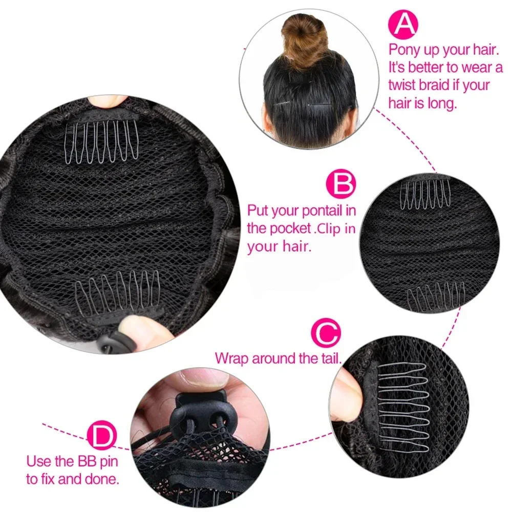 Körperwelle Pferdeschwanz Echthaar Extensions Natürliche Farbe Kordelzug Clip In Haar Brasilianische Remy Frauen_voghion.com