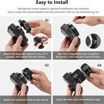 NEEWER Wide Angle Lens Compatible with Sony ZV1 Camera, 2 in 1 18mm HD Wide Angle & 10x Macro Additional Lens with Extension detail image