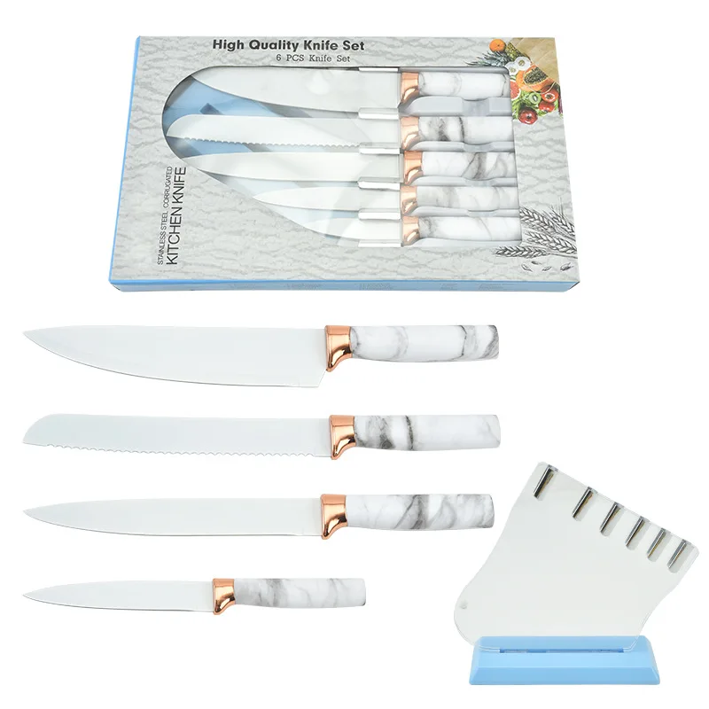 6 Piece Knife Set With Acrylic Knife Holder Skylight Version Marble