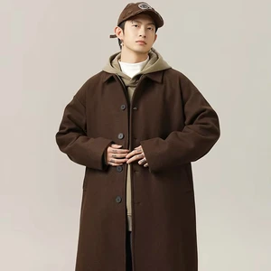 OEM ODM Autumn Winter Japanese Style Over-Knee Wool Coat for Men Double-Sided Single Breasted Customizable R&D Wholesale Sample