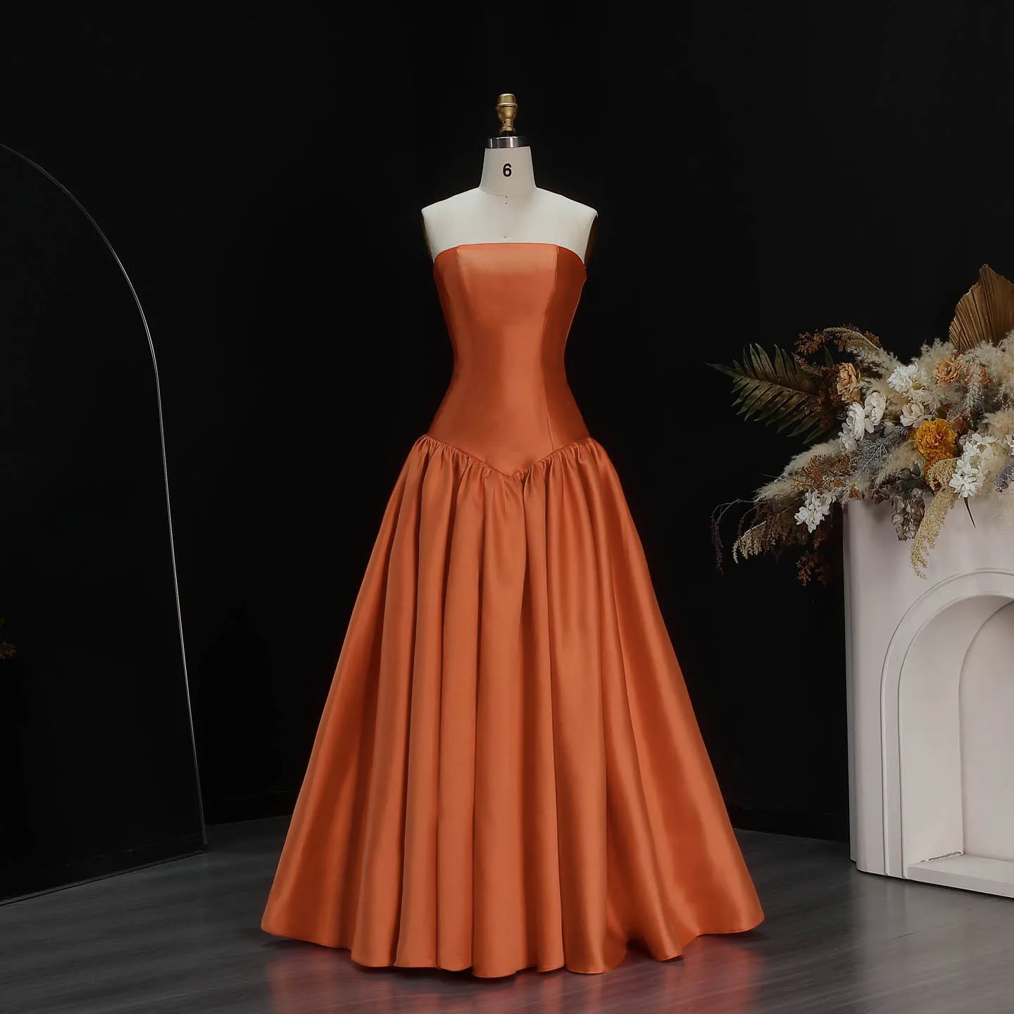 open lace back dress 9.4 inch Wide Navy Blue & Burnt Orange Bridesmaid Bouquet main image 1
