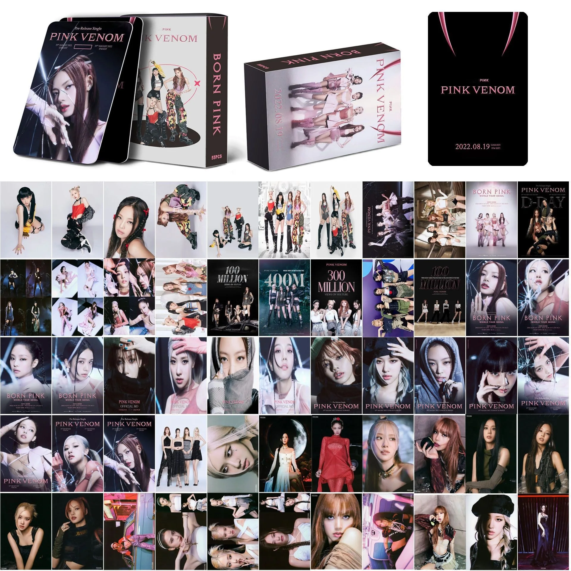 9 Models 55Pcs/Box Lomo Card K-pop Double Side Printing Pink Girls Lomo Card  for Music Fans