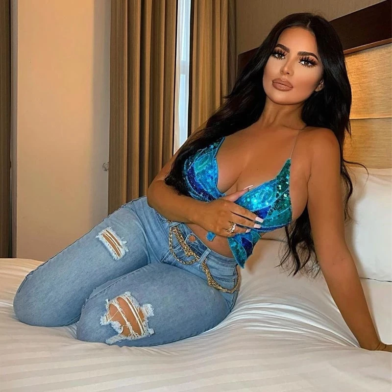 Crop Top Donna Con Farfalla Scintillante - Scollo A V Profondo, Schiena Scoperta, Lacci Al Collo - Abbigliamento Rave, Discoteca, Serate (Nero, Taglia Unica) - 2