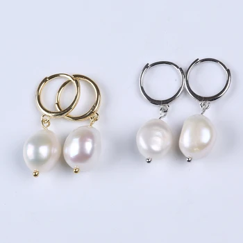 baroque pearl freshwater pearl 925 sterling silver hook earrings