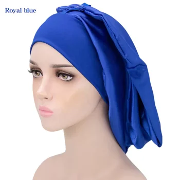 Baoli New Women Satin Long Hair cover Logo Custom Extra Long Braid Bonnet With Snap Extra Large Silky Sleep Cap Wholesale